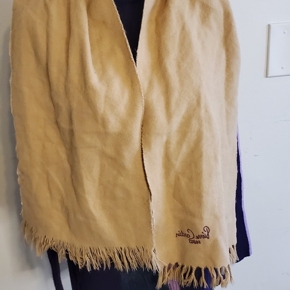 Pierre Cardin tan wool  unisex Fringe scarf - Picture 3 of 5
